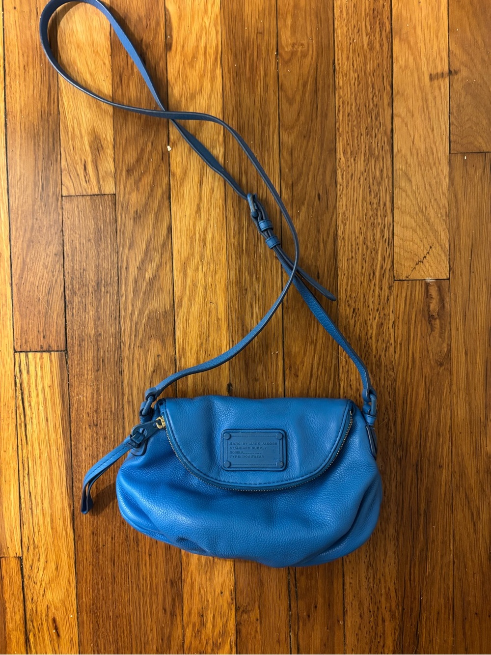 Marc Jacobs Bright Blue Pebbled Leather Crossbody